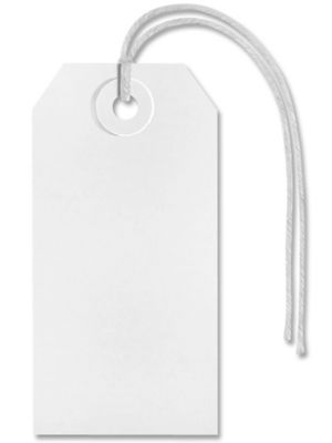 Shipping Tags - #3, 3 3/4 x 1 7/8", Pre-strung, White S-2412WPS