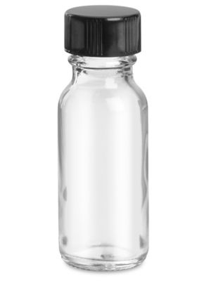 Hsei 48 Pcs 1 oz Glass Bottle with Black Cap Clear Sample Boston Round  Bottle Small Glass Containers with Lids 1 Ounce Bottles with Funnel Chalk