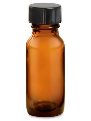 Amber Boston Round Glass Bottles - 16 oz S-15651 - Uline