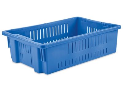 Ventilated Stack and Nest Container - 20 x 13 x 6", Blue S-24137BLU