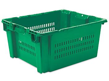 Ventilated Stack and Nest Container - 24 x 20 x 11", Green S-24138G