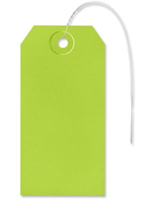 Shipping Tags - #4, 4 1/4 x 2 1/8", Pre-wired, Green S-2413GPW