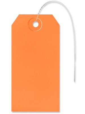 Shipping Tags - #4, 4 1/4 x 2 1/8", Pre-wired, Orange S-2413OPW
