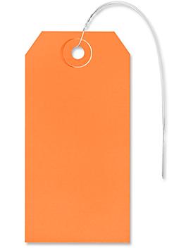 Shipping Tags - #4, 4 1/4 x 2 1/8", Pre-wired, Orange S-2413OPW