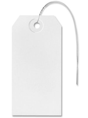 Shipping Tags - #4, 4 1/4 x 2 1/8", Pre-wired, White S-2413WPW