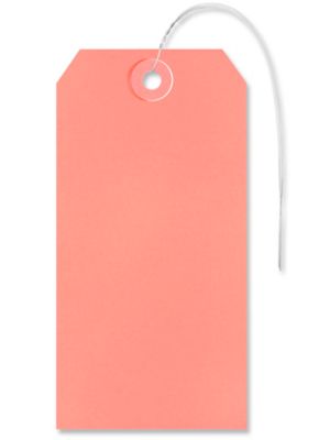 Shipping Tags - #6, 5 1/4 x 2 5/8", Pre-wired, Pink S-2415PPW