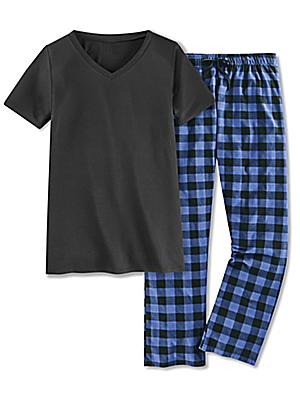 Women's Pajama Set - Blue Plaid, Large