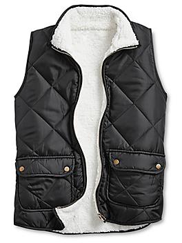 Ladies' Quilted Vest - Black Sherpa, Small S-24167-S