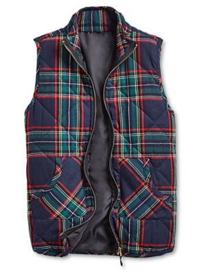 Ladies' Quilted Vest - Navy Plaid