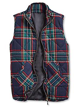 Ladies' Quilted Vest - Navy Plaid, Small S-24168-S