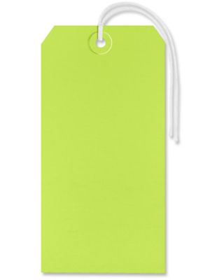 Shipping Tags 8, 6 1/4 x 3 1/8", Prestrung, Green S2416GPS Uline