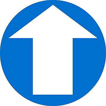 Warehouse Floor Sign - White/Blue Arrow, 17" Diameter