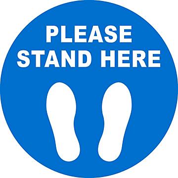 Warehouse Floor Sign - "Please Stand Here", 17" Diameter