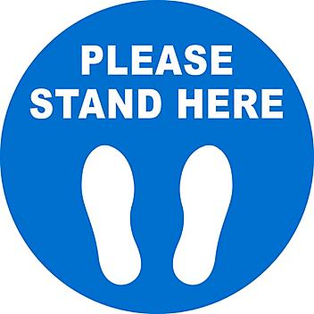 Warehouse Floor Sign - "Please Stand Here", 17" Diameter S-24198