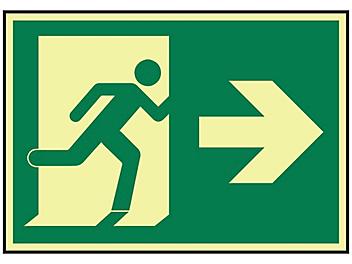 Glow-In-the-Dark Sign - Running Man with Right Arrow, Adhesive-Backed S-24202