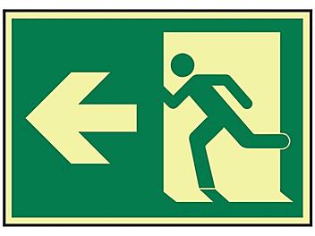 Glow-In-the-Dark Sign - Running Man with Left Arrow, Adhesive-Backed S-24203