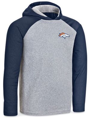 Fanatics Branded Heathered Gray/Navy Denver Broncos by Design Raglan Pullover Hoodie Heather Gray