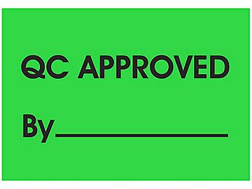 Etiquetas Adhesivas Para Control de Inventario - Leyenda "QC Approved By _____", 2 x 3"