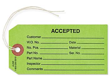 Inspection Tags - "Accepted", Pre-strung, Green S-2421GPS