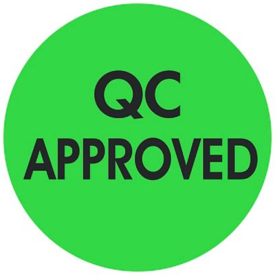 Étiquettes adhésives de gestion des stocks – « QC Approved », 1 po, circulaire