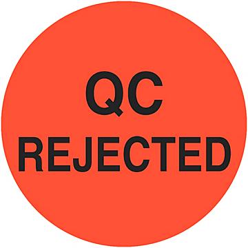 Etiquetas Adhesivas Circulares para Control de Inventario - "QC Rejected", 1"