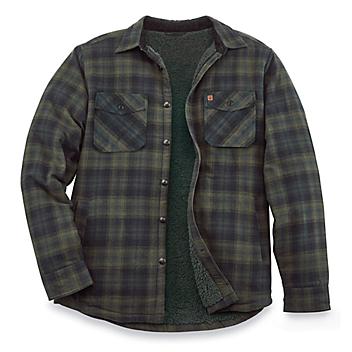 Flannel Shirt Jacket - Green Plaid, 2XL S-24264G-2X