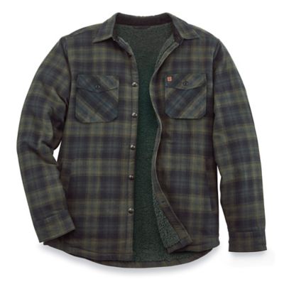 Flannel Shirt Jacket - Green Plaid, Large