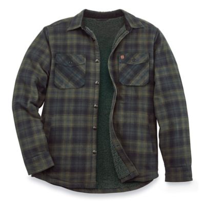 Flannel Shirt Jacket Green Plaid Large