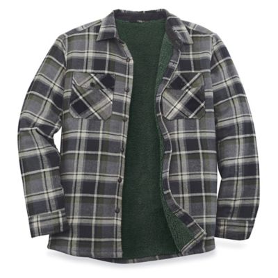 Flannel Shirt Jacket - Red Plaid, 2XL S-24264R-2X - Uline