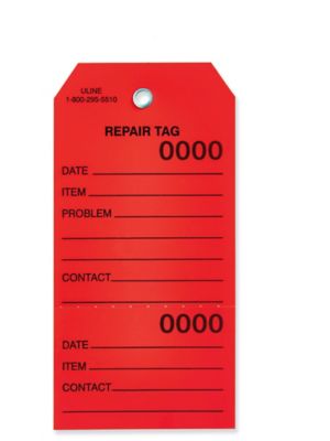 Weatherproof Vinyl Repair Tags - #5, Red S-24267R