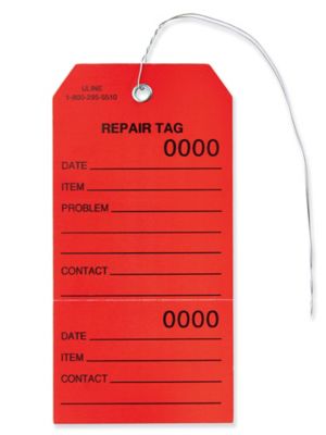 Weatherproof Vinyl Repair Tags - #5, Pre-wired, Red S-24267RPW