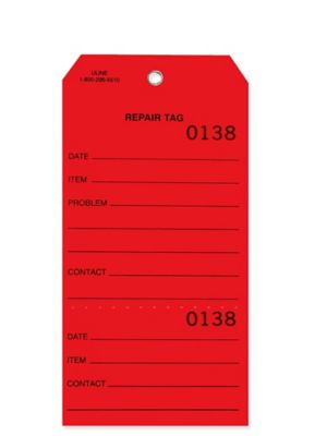Weatherproof Vinyl Repair Tags - #8, Red S-24268R