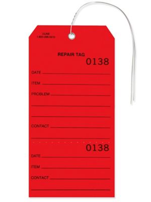 Weatherproof Vinyl Repair Tags - #8, Pre-wired, Red S-24268RPW