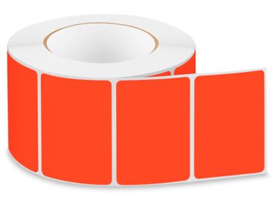 Removable Adhesive Rectangle Labels - Fluorescent Red, 3 x 2" S-24299R