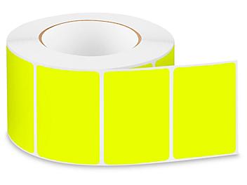 Removable Adhesive Rectangle Labels - Fluorescent Yellow, 3 x 2" S-24299Y