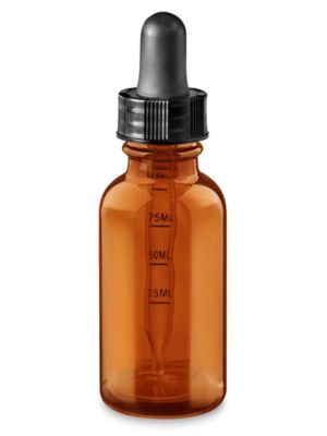 Graduated Glass Dropper Bottles - 1 oz, Amber S-24309A