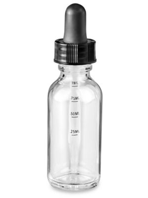 プレスクリプション　ワンドロップ Graduated Glass Dropper Bottles - 1 oz, Clear S-24309C - Uline