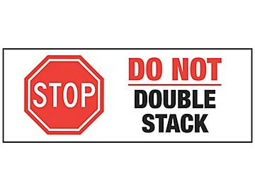 Stop Damage Labels - "Do Not Double Stack", 3 x 8"
