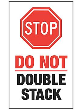 Stop Damage Labels - "Do Not Double Stack", 10 x 6"