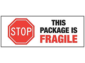 Etiquetas Adhesivas para Prevenir Daños - "This Package Is Fragile", 3 x 8"