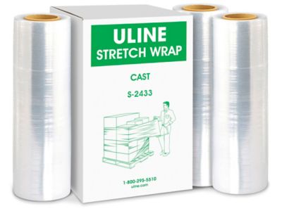 ULINE Stretch Wrap - Cast, 90 Gauge, 18 x 1,500', Clear - 4 Rolls - S-2433