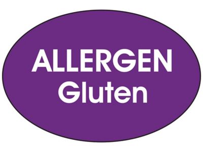 "Allergen Gluten" Label - 2 x 3" Oval S-24421