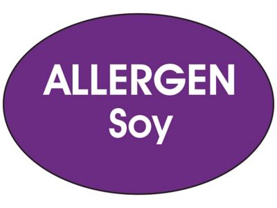 "Allergen Soy" Label - 2 x 3" Oval