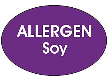 "Allergen Soy" Label - 2 x 3" Oval S-24423