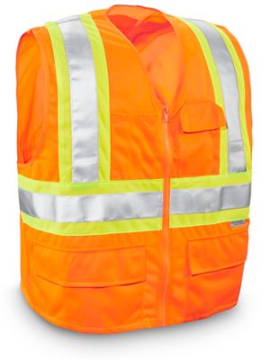 Class 2 Deluxe Hi-Vis Safety Vest - Orange, L/XL S-24437ORG-L