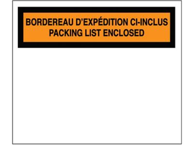 French/English Packing List Envelopes - "Packing List Enclosed", 4 1/2 x 5 1/2" S-24441