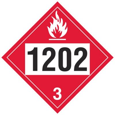 Plaque-étiquette T.M.D. à 4 chiffres – Pétrole brut, ONU 1202, vinyle adhésif