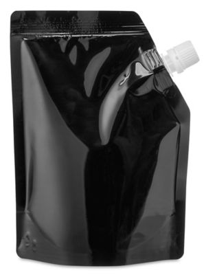 Spouted Stand-Up Barrier Pouches - 6 x 8 x 3", Glossy Black S-24451BL