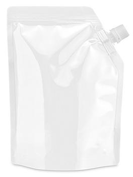 Spouted Stand-Up Barrier Pouches - 6 1/2 x 8 1/2 x 3 1/2", Glossy White S-24452W