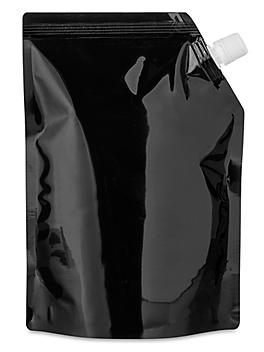 Spouted Stand-Up Barrier Pouches - 7 x 10 x 3 1/2", Glossy Black S-24453BL